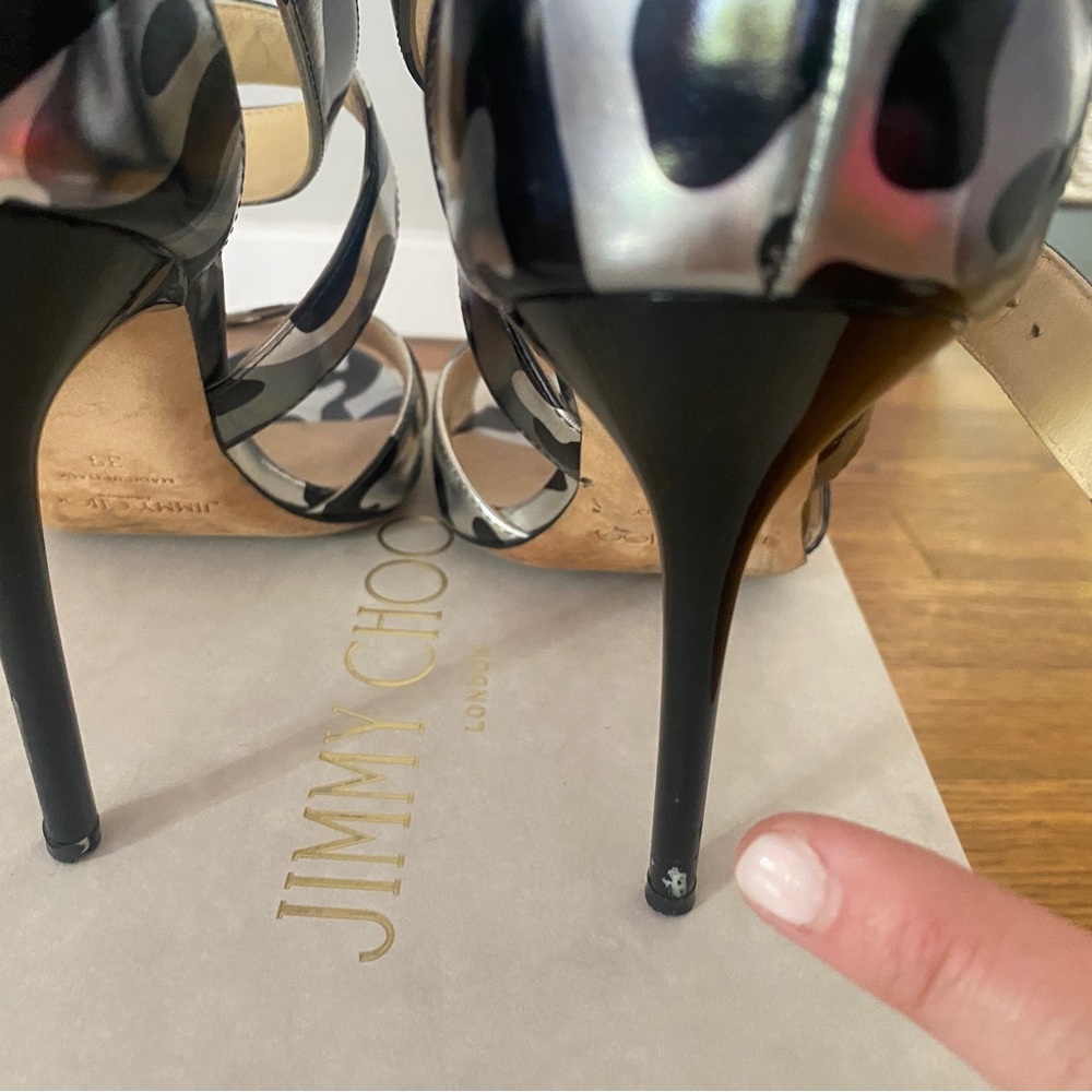 Jimmy Choo Lottie 39/size 9 CIP STEEL MIX (Black and Silver Camo) - Picture 6 of 7
